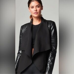 Blanc Noir Black Leather Waterfall Jacket